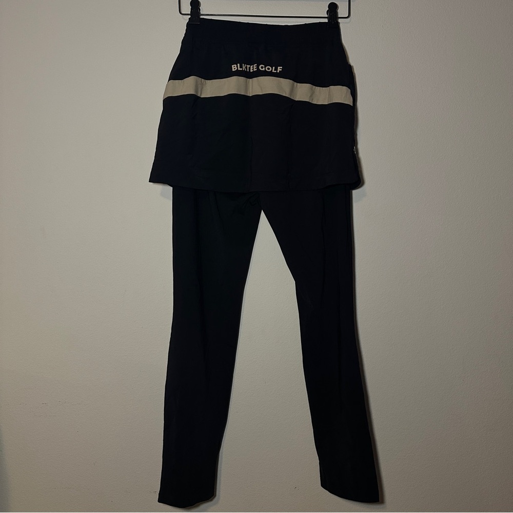 BLKTEE Golf Modest Athletic Skort Hybrid Pant Skirt in Black/Beige